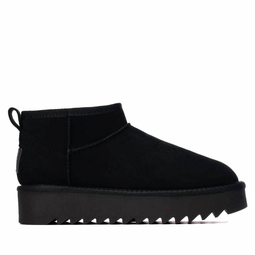 NEW REFRESH women's casual platform suede ankle booties in black